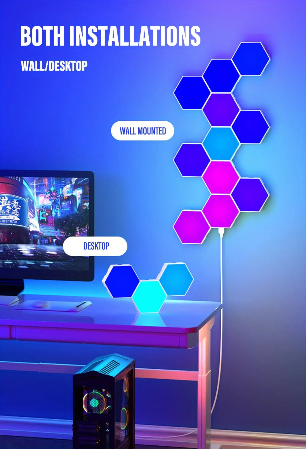 RGB Intelligent Hexagonal Wall Lamp